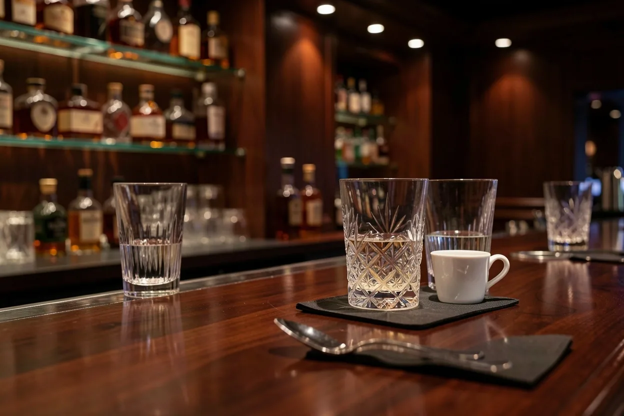 A Dunaparti Udvar elegáns lounge bárja és kávépultja